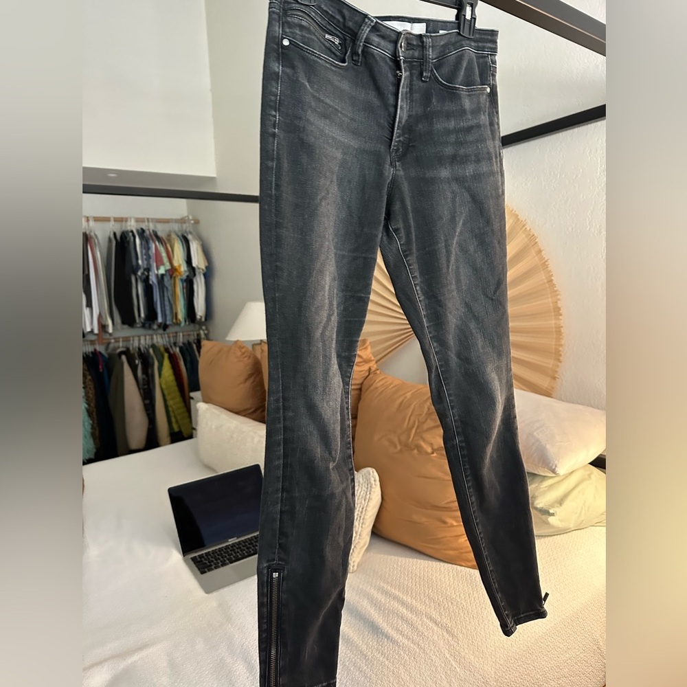 Sculpted faded black denim jeans